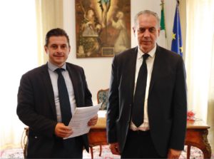 Il sindaco Fioravanti con il commissario per il terremoto Legnini