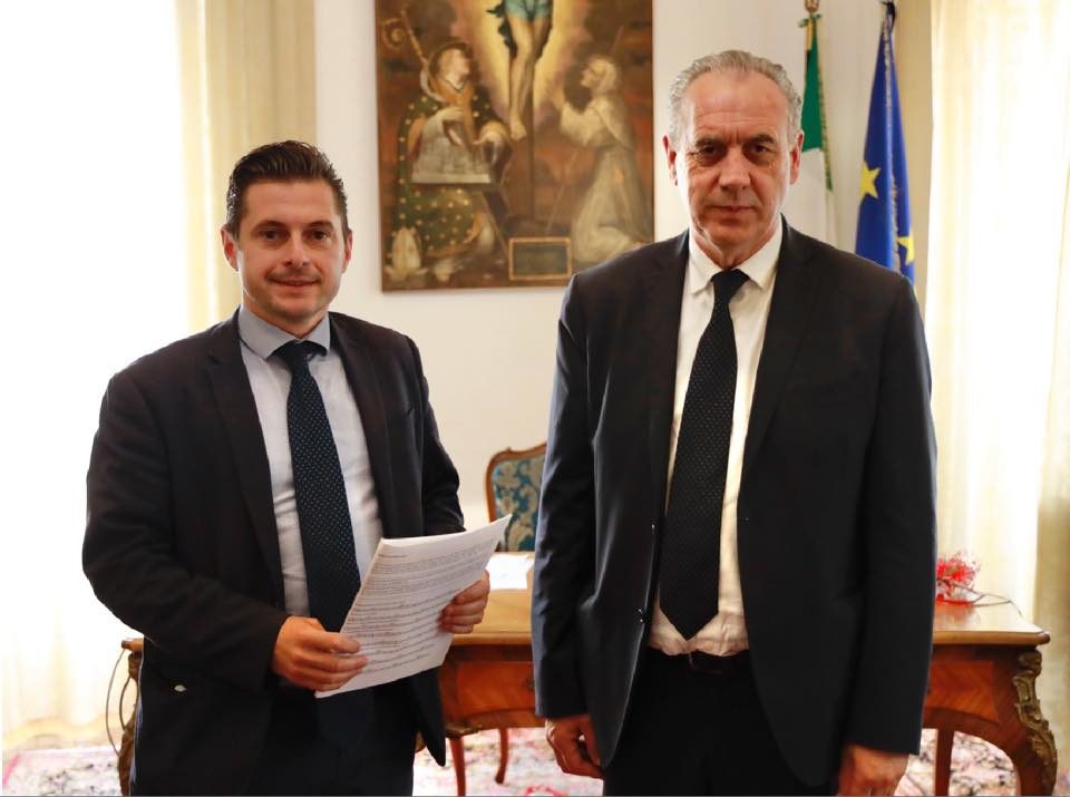 Il sindaco Fioravanti con il commissario per il sisma Legnini