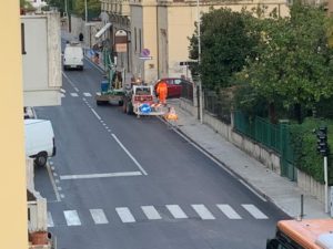 Lavori fibra in viale Marcello Federici